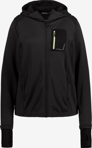 Ulla Popken Zip-Up Hoodie 'Hyprar' in Black: front