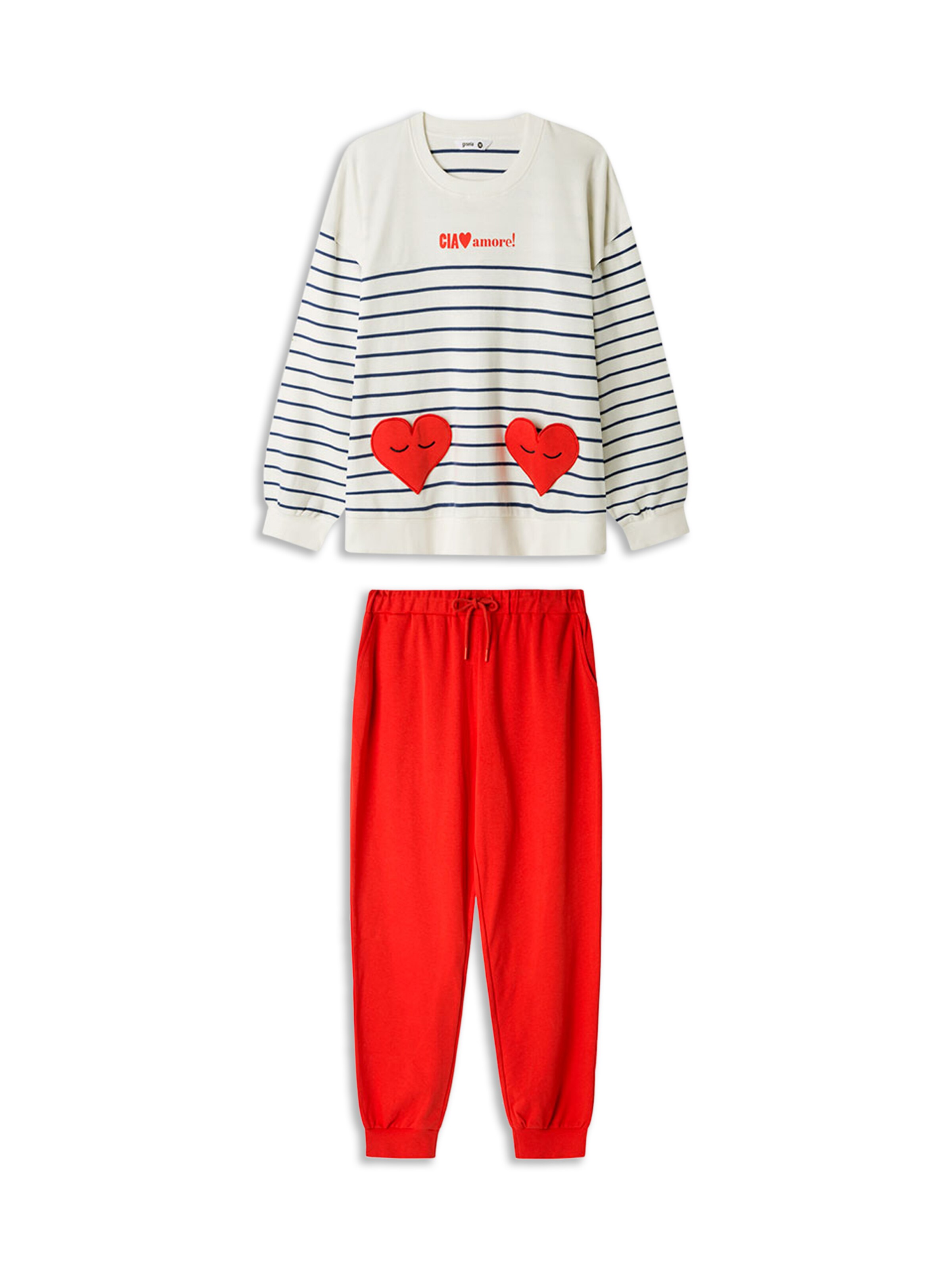 Gisela Pyjamas 'Set' i röd: framsida