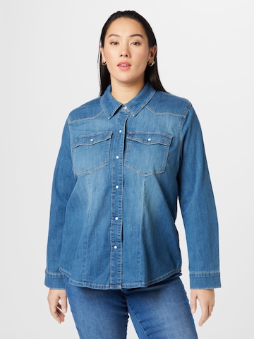 ONLY Carmakoma Blouse 'Nanna' in Blauw: voorkant