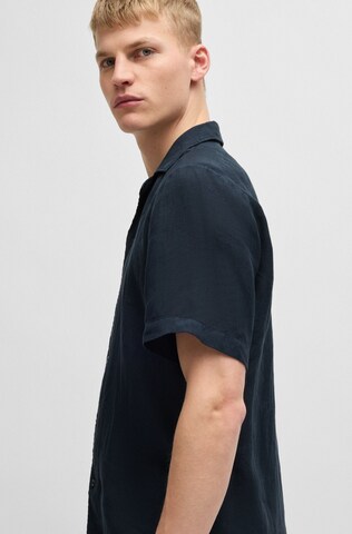 BOSS Orange Regular fit Button Up Shirt in Blue