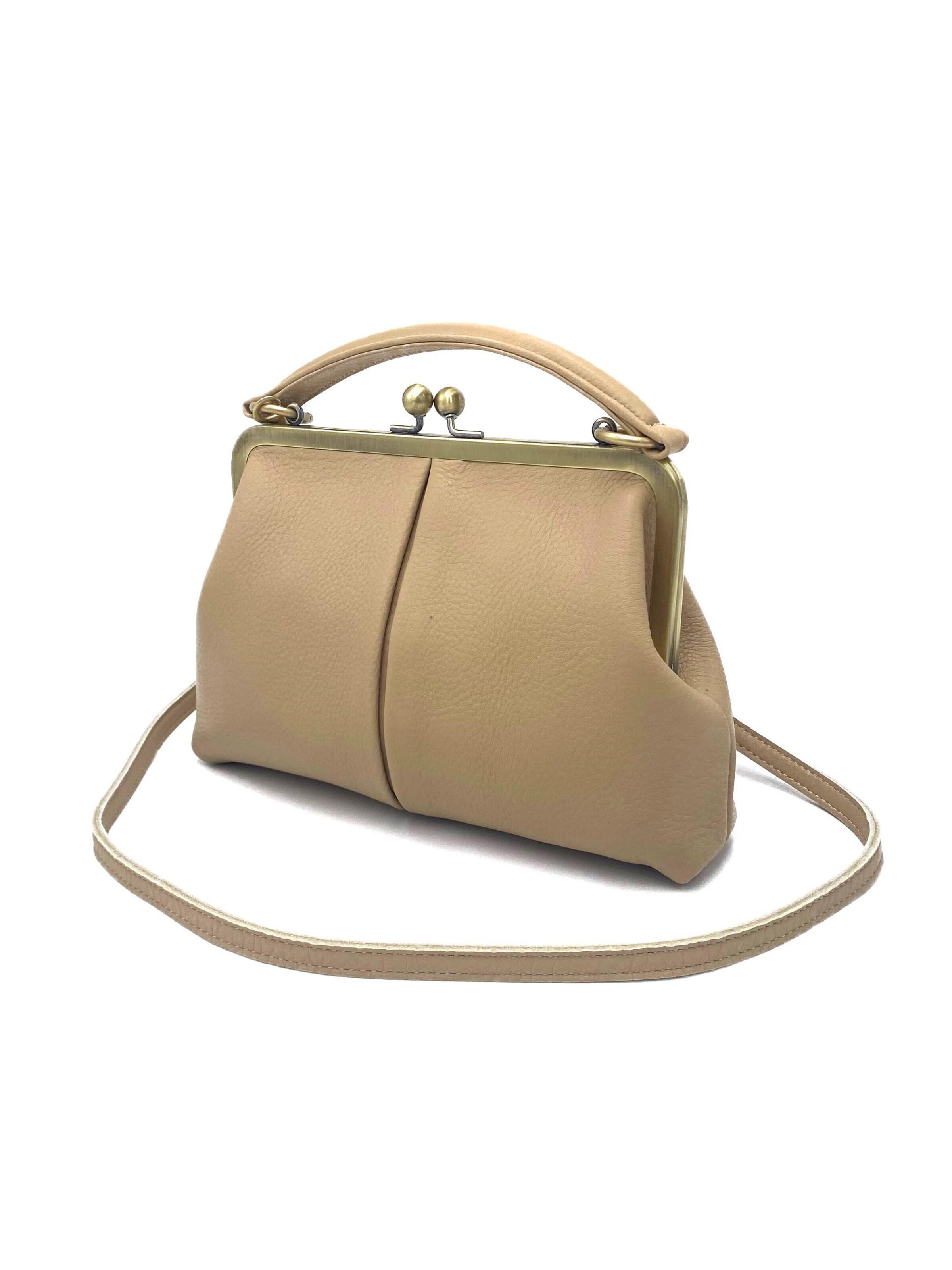 Taschenkinder Handbag 'Kleine Olive – Leder Handtasche & Umhängetasche' in Beige