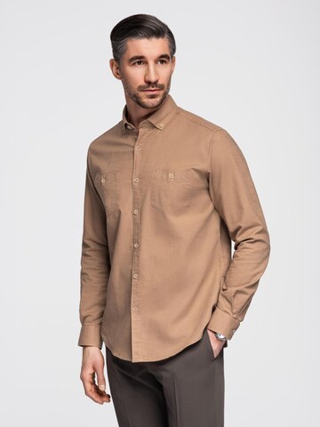 Regular fit Camicia di Ombre in marrone