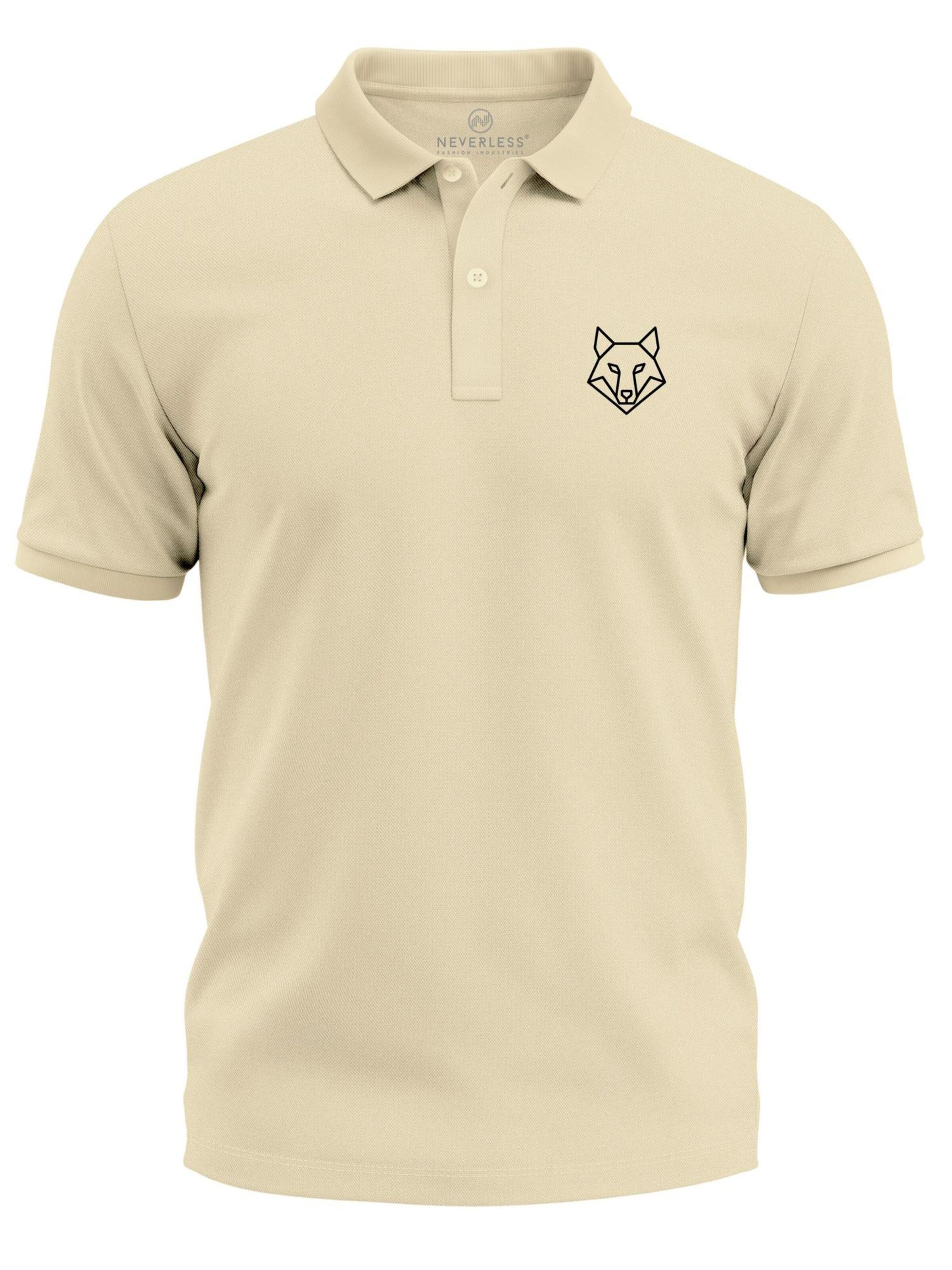 Neverless Shirt 'Polygon Wolf' in Beige: front
