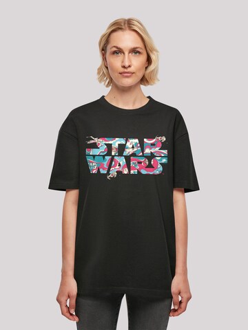F4NT4STIC Shirt 'Star Wars Wavy Ship' in Zwart: voorkant