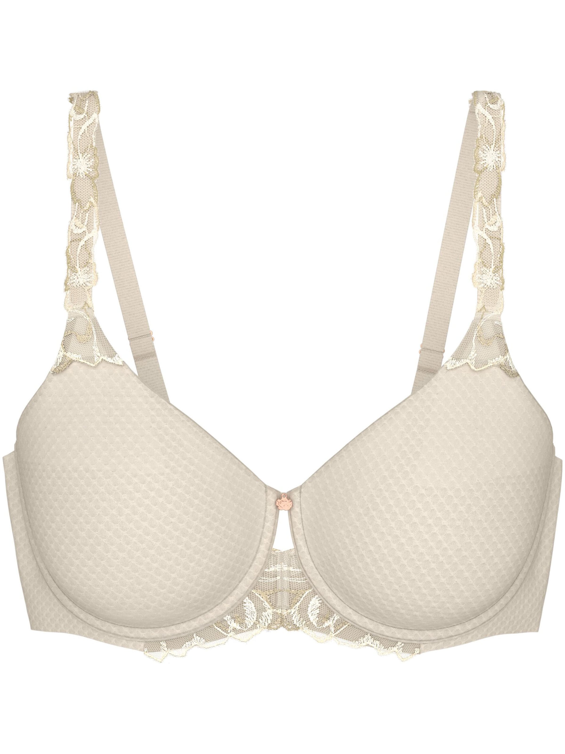TRIUMPH Triangle Bra ' Wild Azalea Florale ' in Beige: front