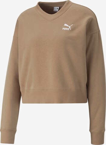 PUMA Athletic Sweatshirt 'Classics' in Brown: front