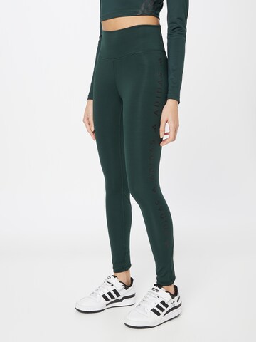 ADIDAS PERFORMANCE Skinny Sporthose 'Optime Icons 3-Bar' in Grün: predná strana