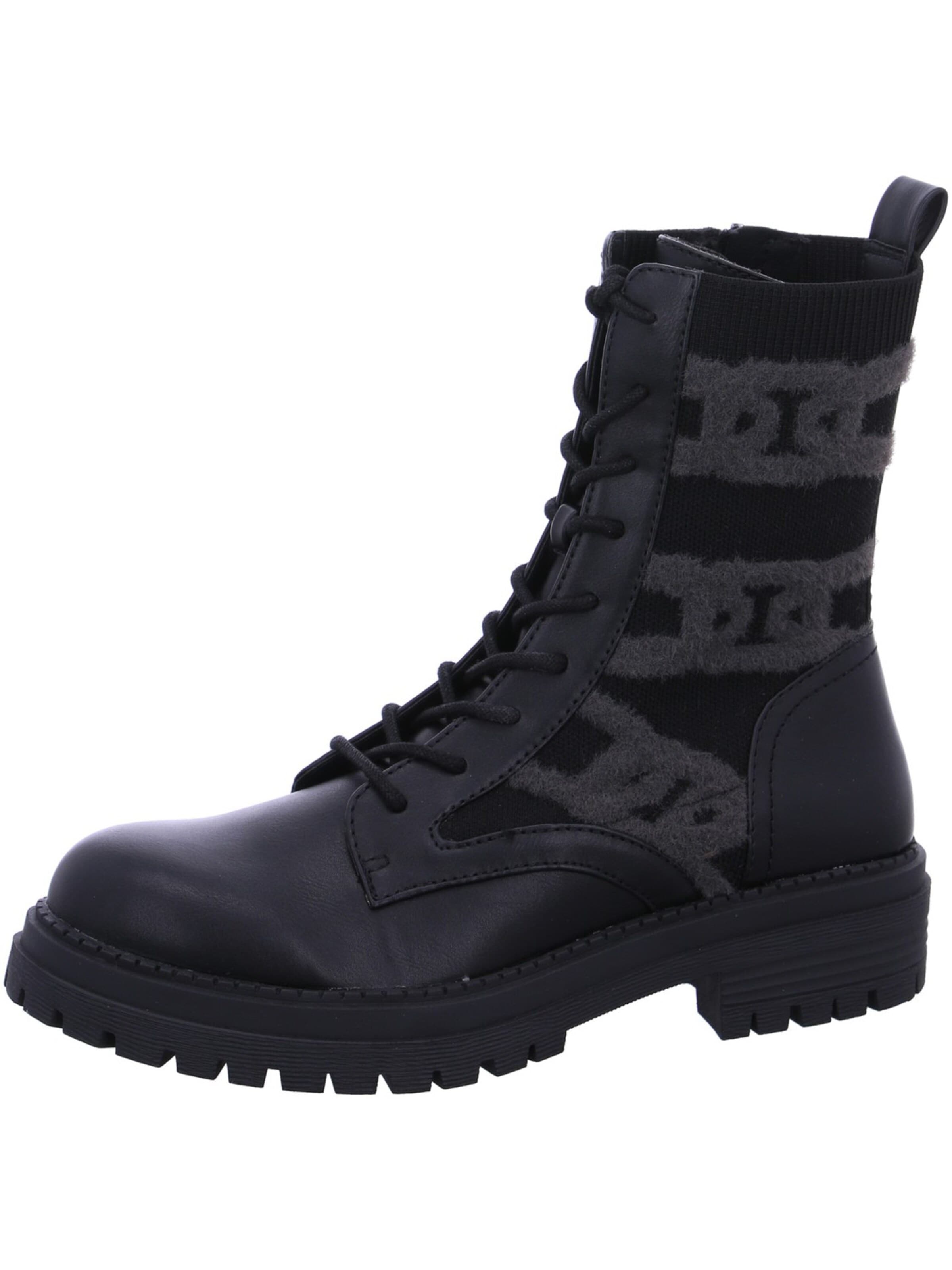 LA STRADA Lace-Up Ankle Boots in Black: front