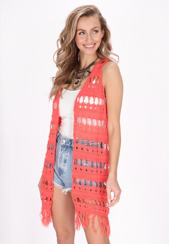 IZIA Knitted vest in Orange: front