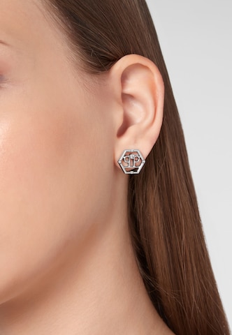 Orecchini 'HEXAGON' di Philipp Plein Jewellery in argento: frontale