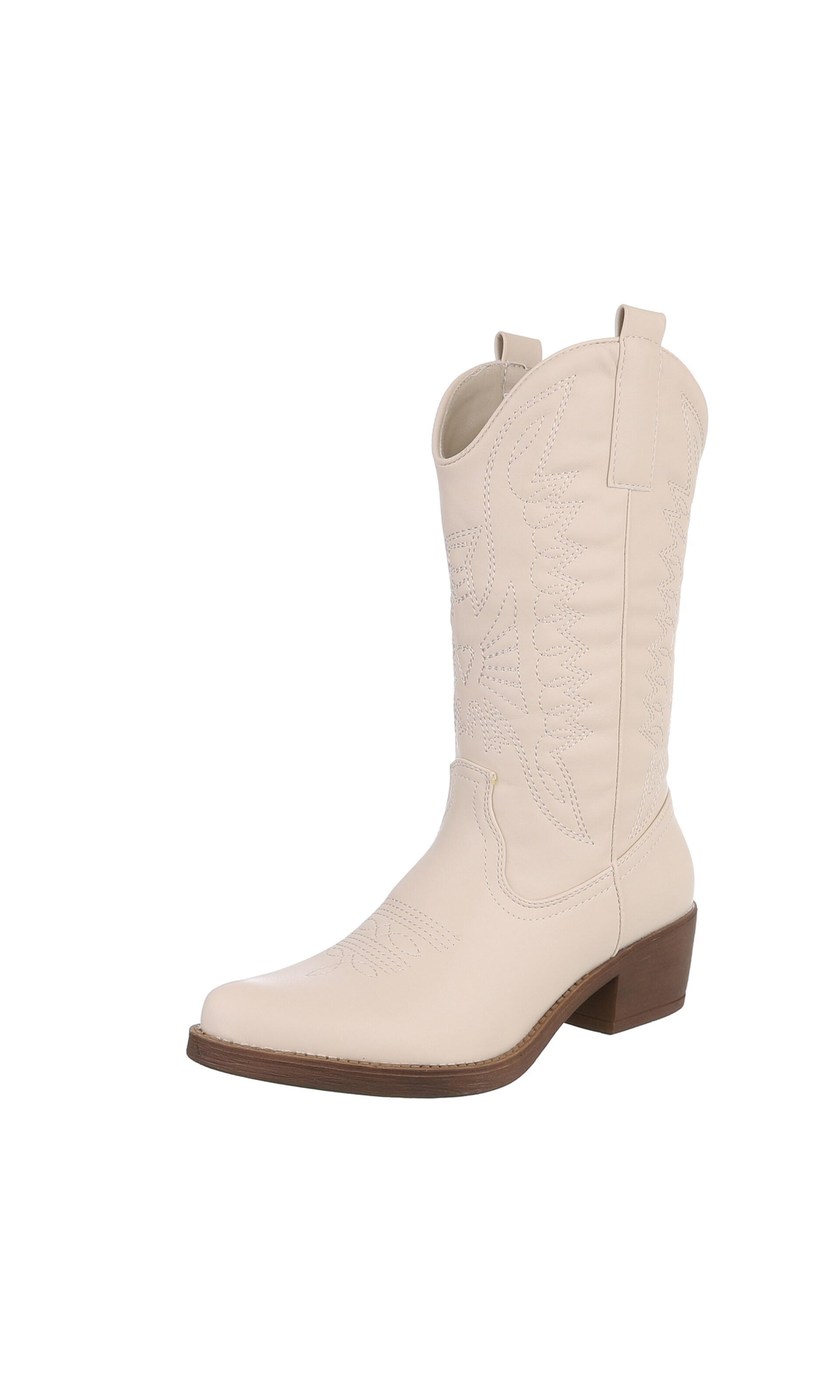 Ital-Design Cowboy Boots in Beige: front