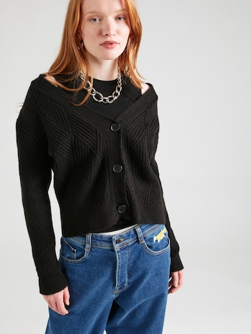 ABOUT YOU Knit Cardigan 'Elisabeth Cardigan' in Black: front