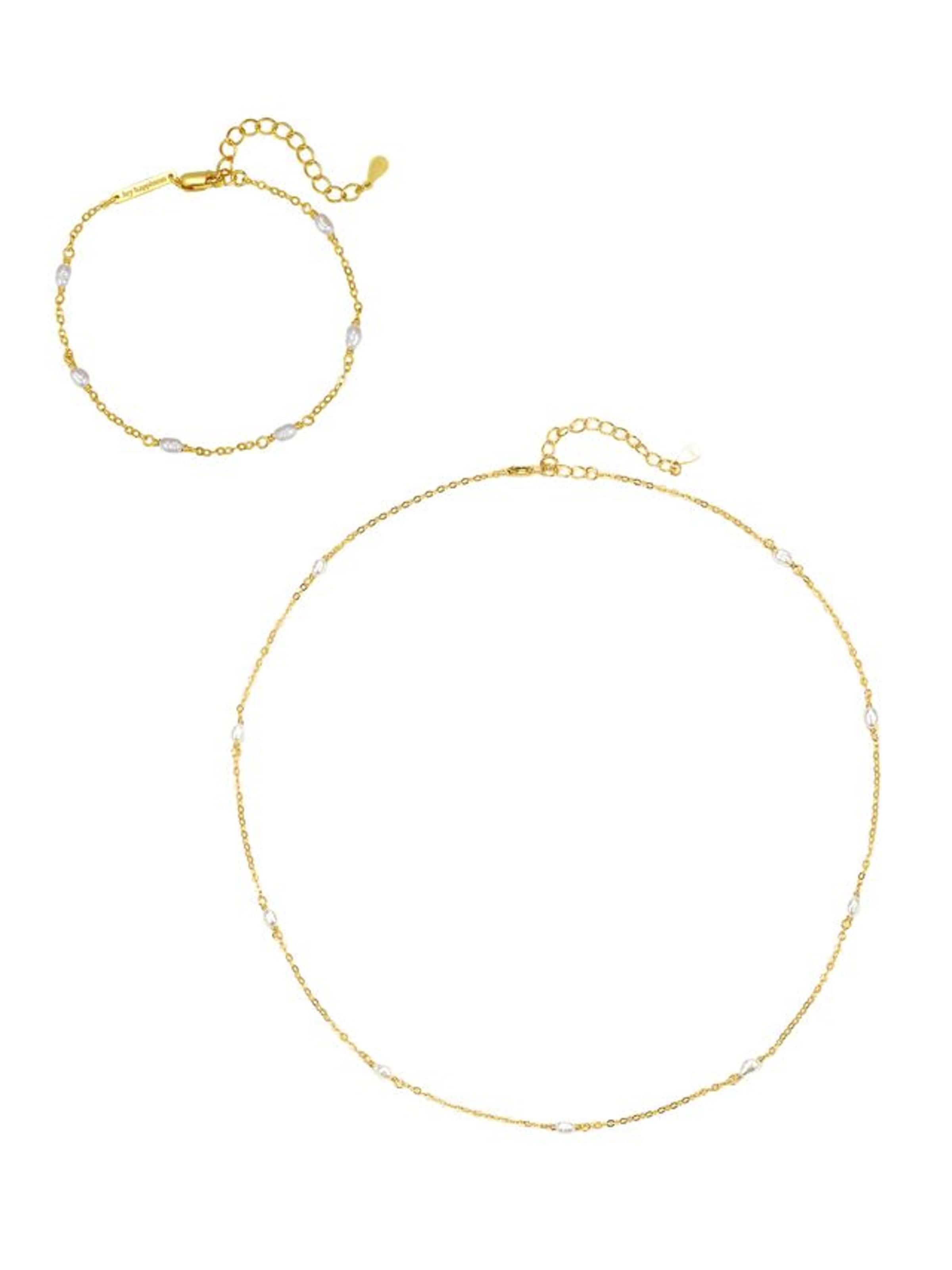 Hey Happiness Smykkesæt 'Pearl Essence' i guld: forside