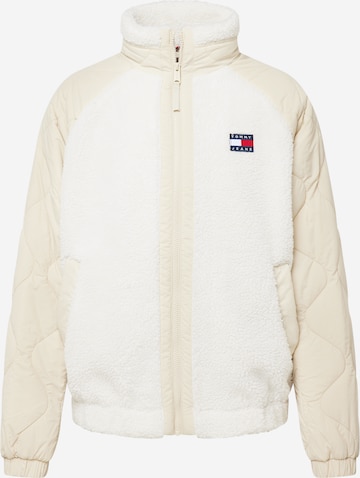 Tommy Jeans Fleece jas in Wit: voorkant