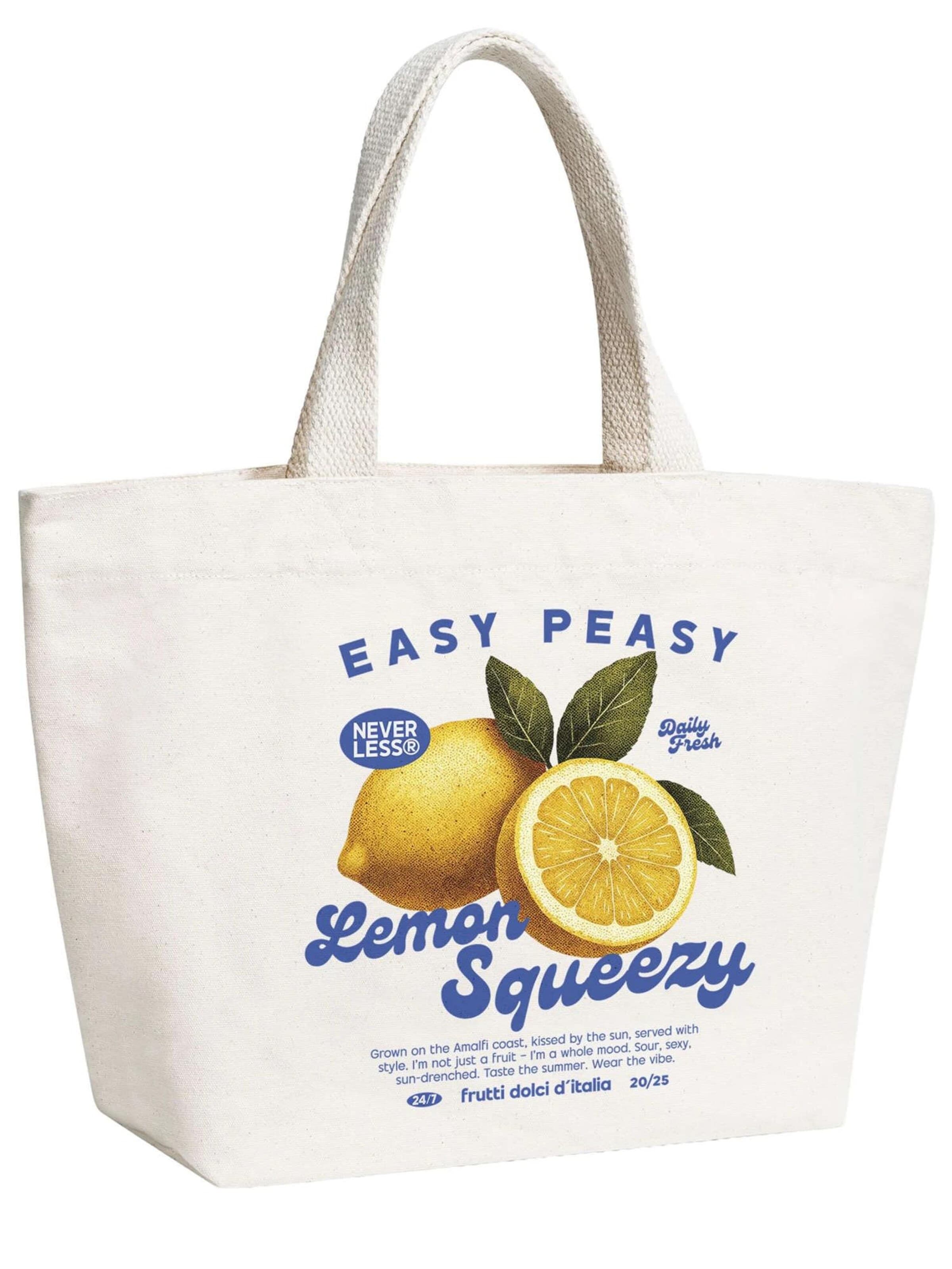 Neverless Strandtasche 'Lemon Squeezy'‌‌ in Beige: Vorderseite