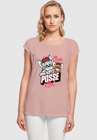 ABSOLUTE CULT T-Shirt 'Tom And Jerry - Posse Cat' in Pink: Vorderseite