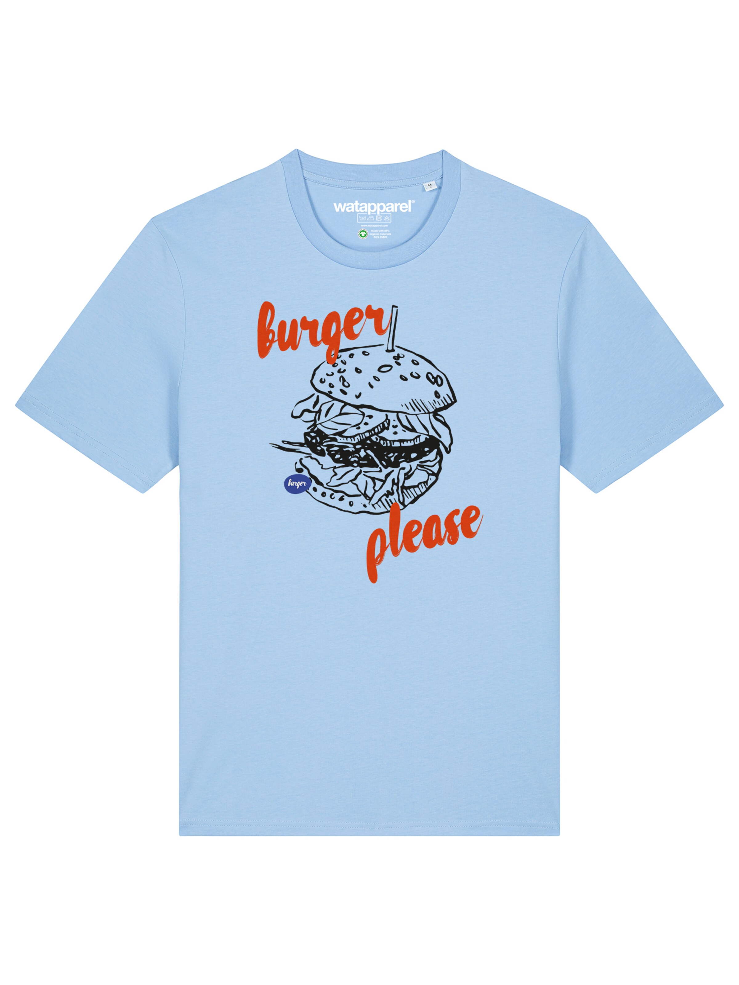 Watapparel Shirt 'Burger please' in Blauw: voorkant