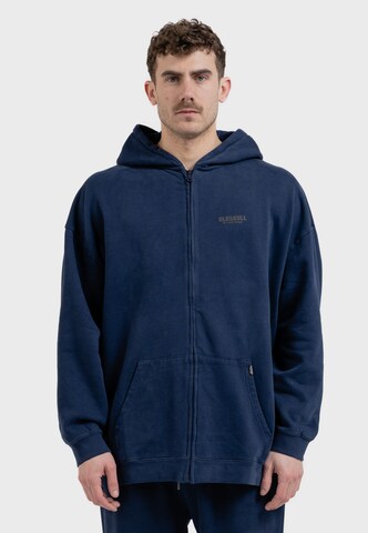 Oldskull Zip-Up Hoodie in Blue: front