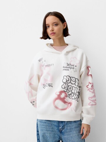 Bershka Sweatshirt in White: front