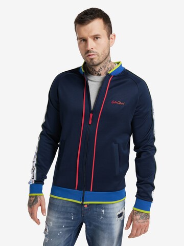 Carlo Colucci Zip-Up Hoodie 'Casaccia' in Blue: front