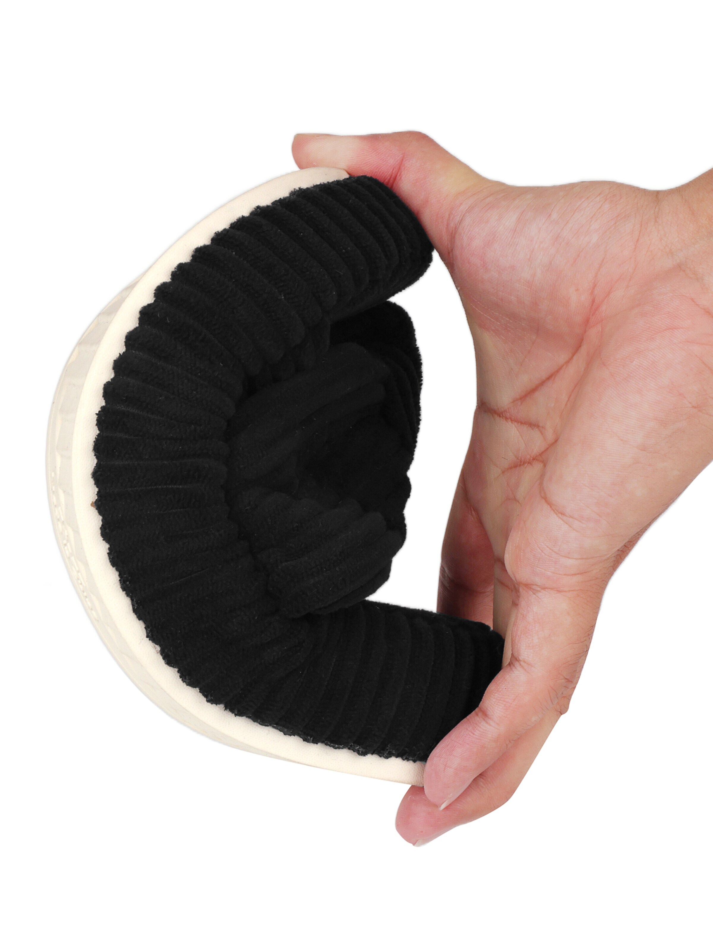 Youecci Slippers 'Corduroy Cross‑Knot House Slippers' in Black