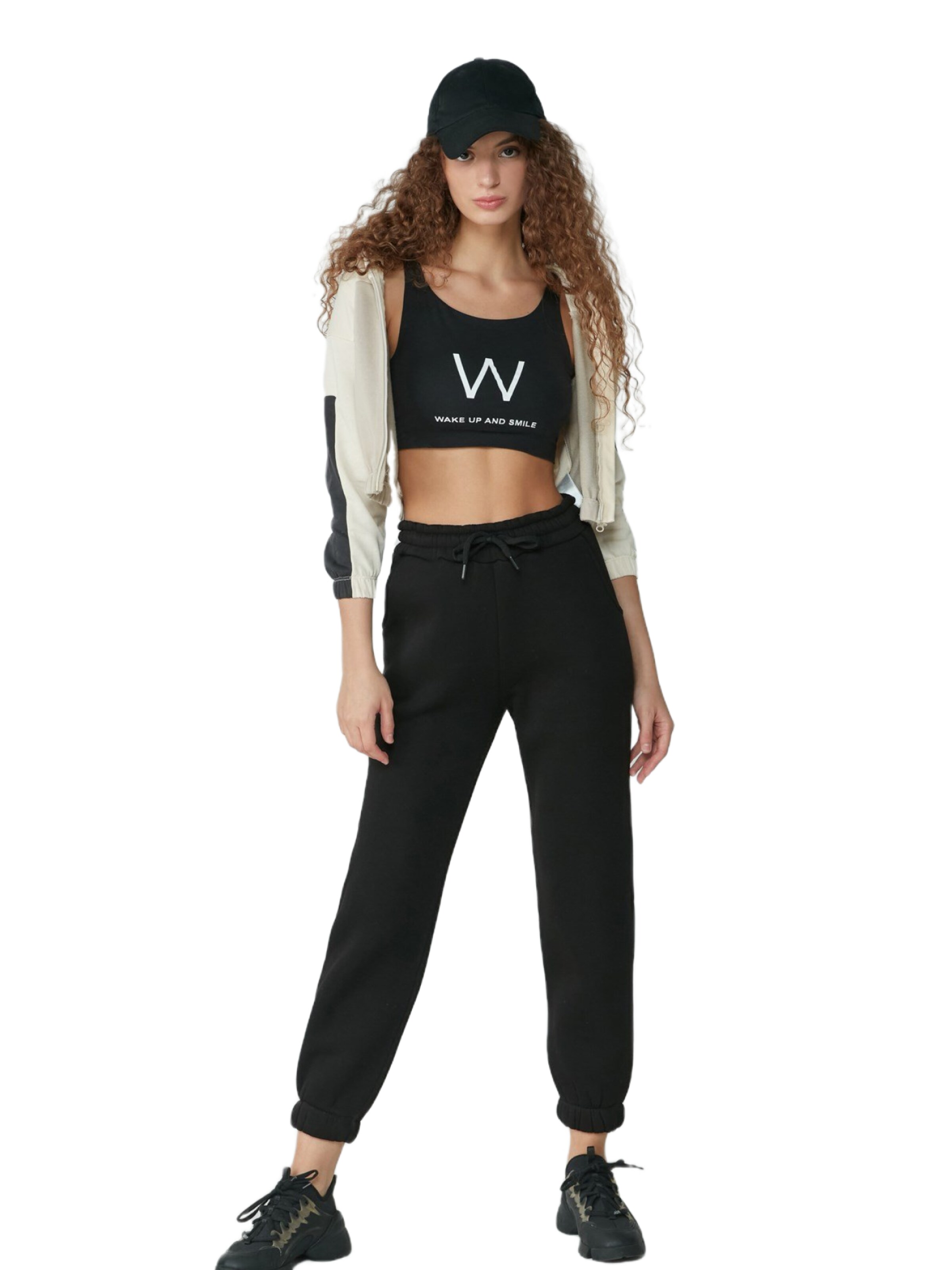 C&City Tapered Pyjamabroek in Zwart: voorkant