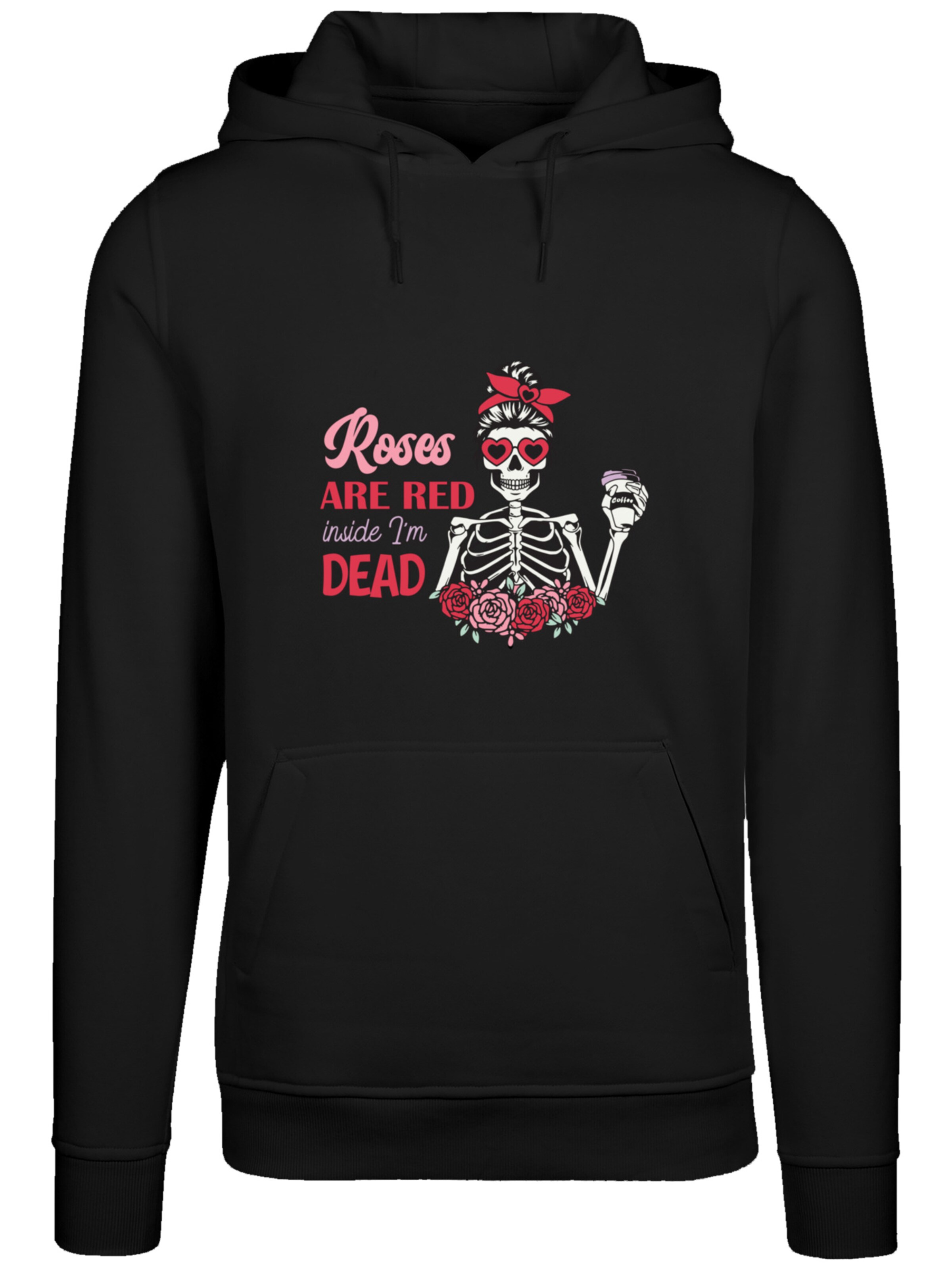Sweat-shirt 'Anti Valentinstag Roses Are Red' F4NT4STIC en noir : devant
