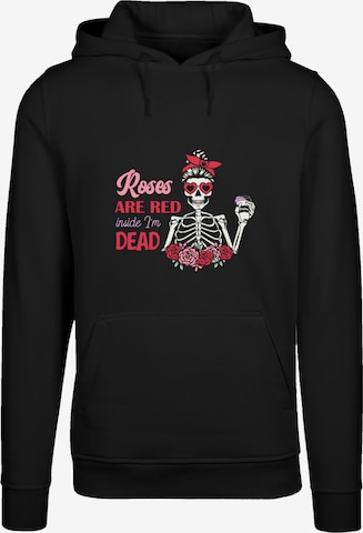 Sweat-shirt 'Anti Valentinstag Roses Are Red' F4NT4STIC en noir : devant