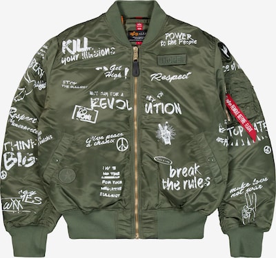 Demisezoninė striukė 'MA-1 Peace' iš ALPHA INDUSTRIES, spalva – alyvuogių spalva / balta, Prekių apžvalga
