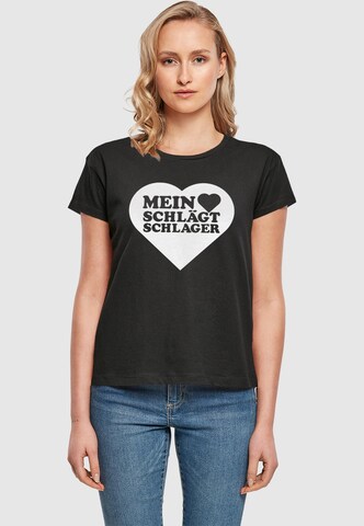 Merchcode T-Shirt 'Herz' in Schwarz: Vorderseite