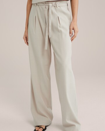 WE Fashion Loosefit Veckad byxa i beige