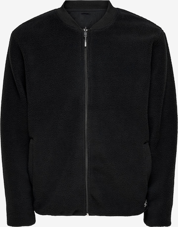 Only & Sons Fleece Jacket 'Sawyer' in Black: front