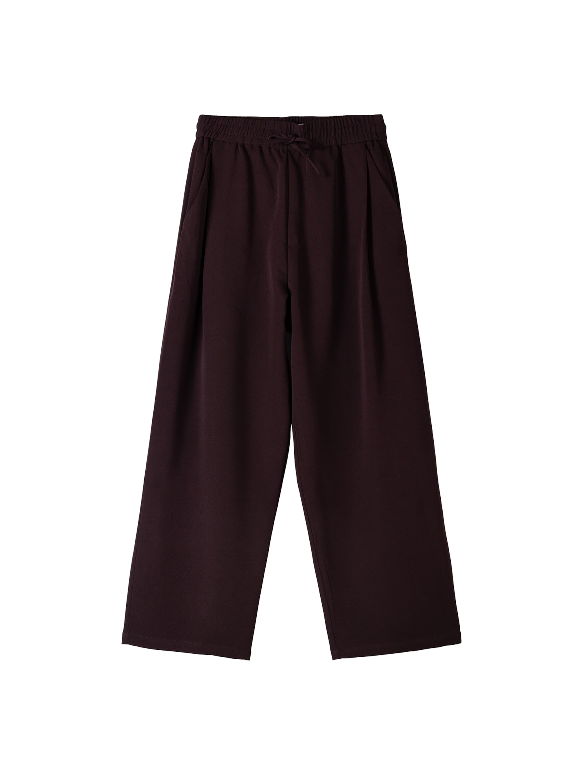 Bershka Široký strih Plisované nohavice - Červená: predná strana