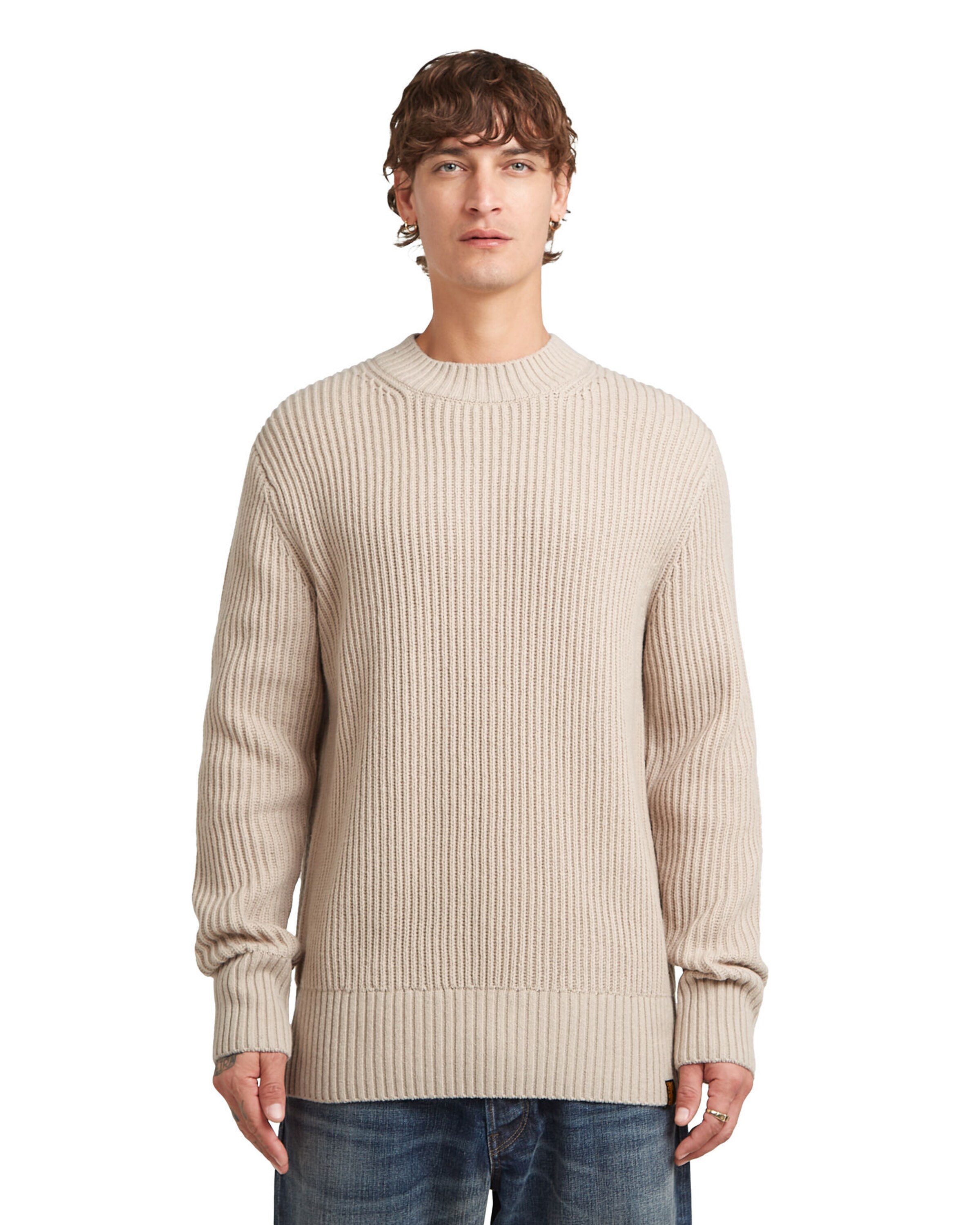 G-STAR Sweater 'Essential' in Beige: front