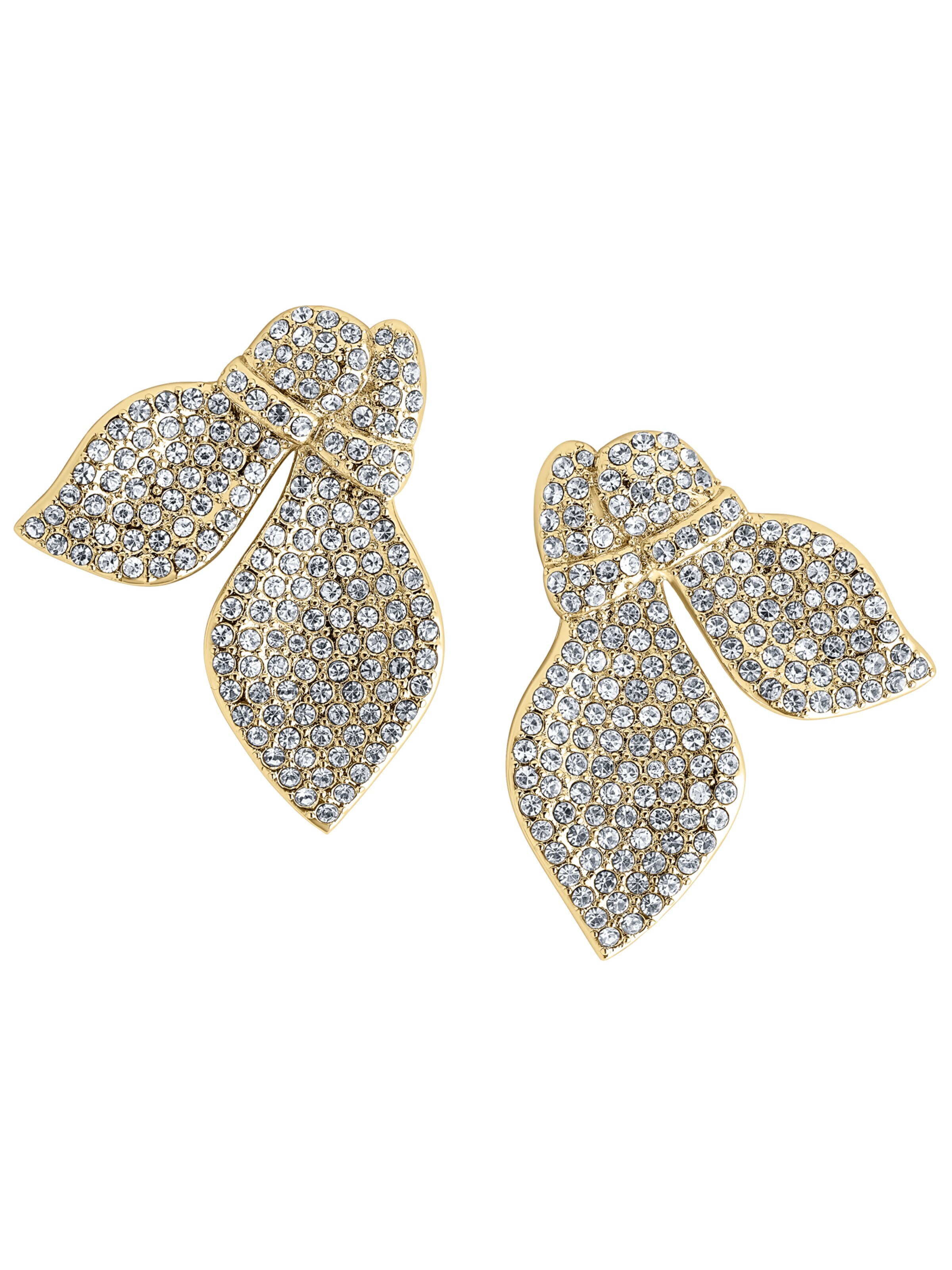 CLASSYANDFABULOUS Jewelry Earrings 'Crystal Leaf' in Gold: front