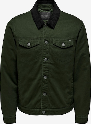 Only & Sons Prehodna jakna 'LOUIS' | zelena barva: sprednja stran