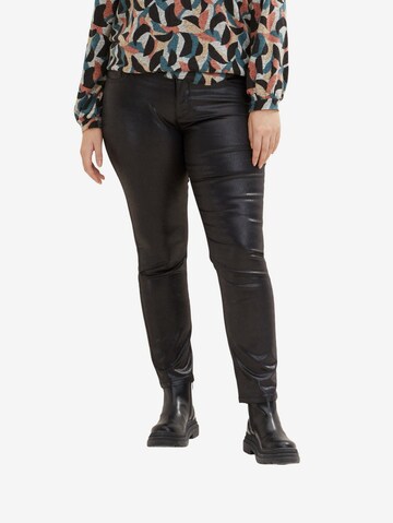 Tom Tailor Women + Slimfit Jeans in Zwart: voorkant