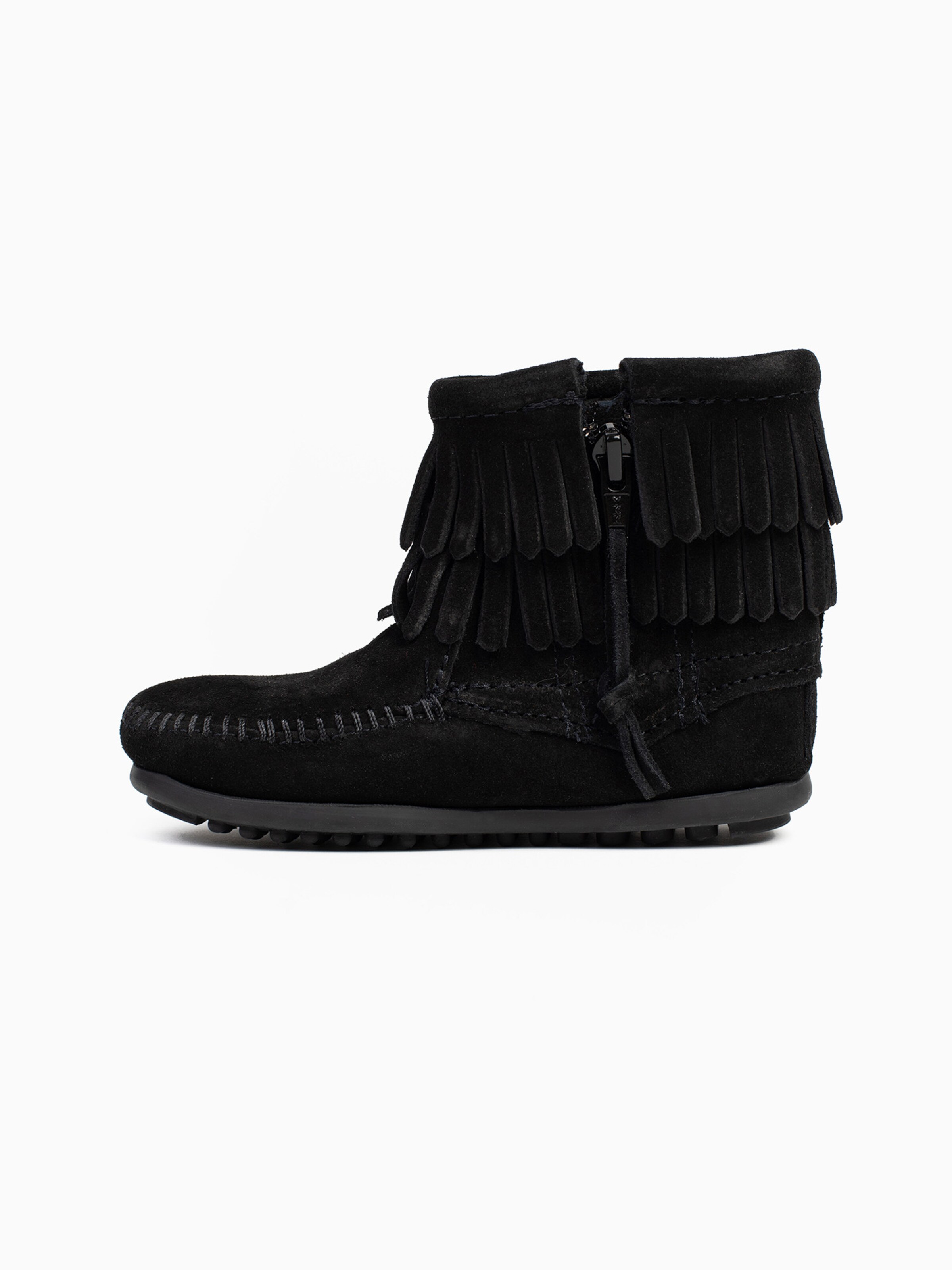 Minnetonka Škornji 'Double fringe' | črna barva