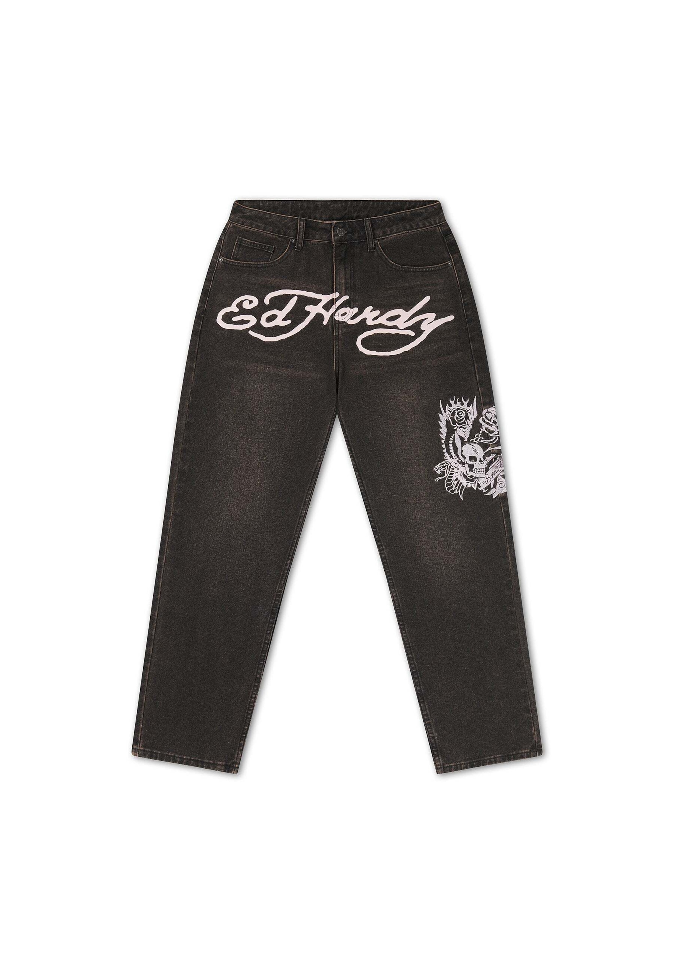 Loosefit Jeans di Ed Hardy in nero: frontale