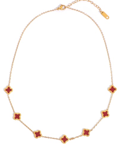 NTHIRTYTHREE Kette 'Edelstahlkette Blume Schmuck Gold Halskette Anhänger - Angebot - Damen Herren mit Schmuckbox - Sale bis 31.07.2026'‌‌ in 40 - 45cm in rot, Produktansicht
