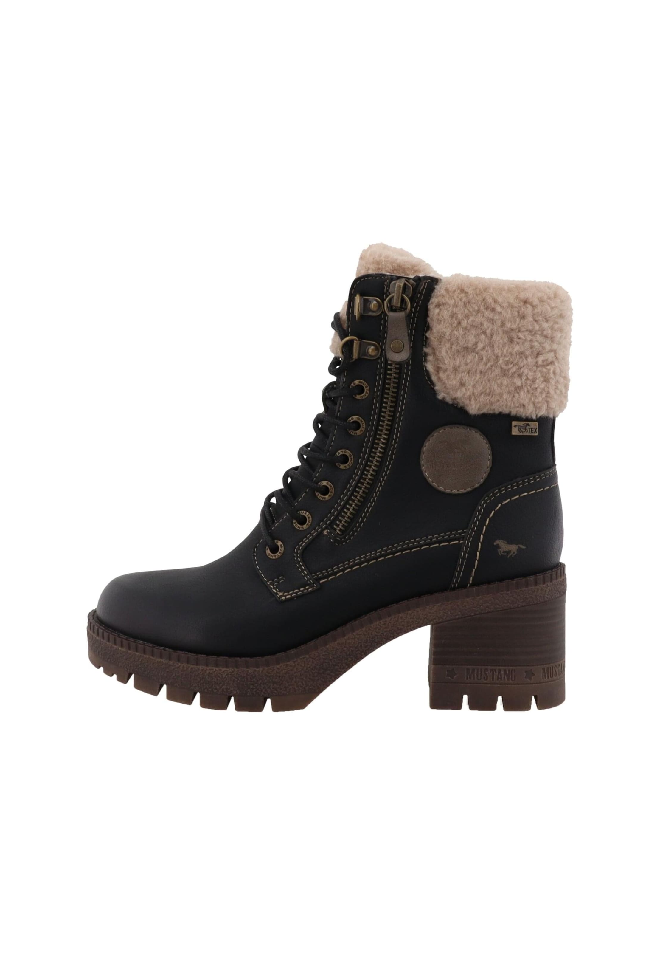 MUSTANG Botki sznurowane 'Caro' w kolorze czarny