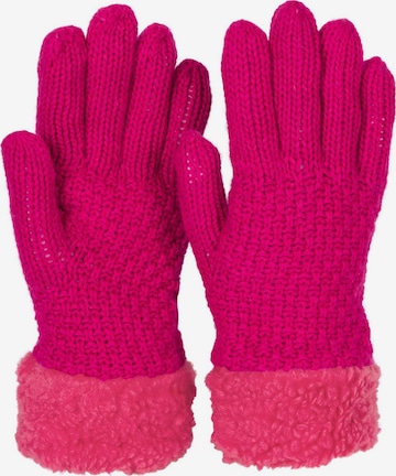 styleBREAKER Fingerhandschuhe 'Strickhandschuhe mit Perlmuster und Fleece' in Pink: Vorderseite