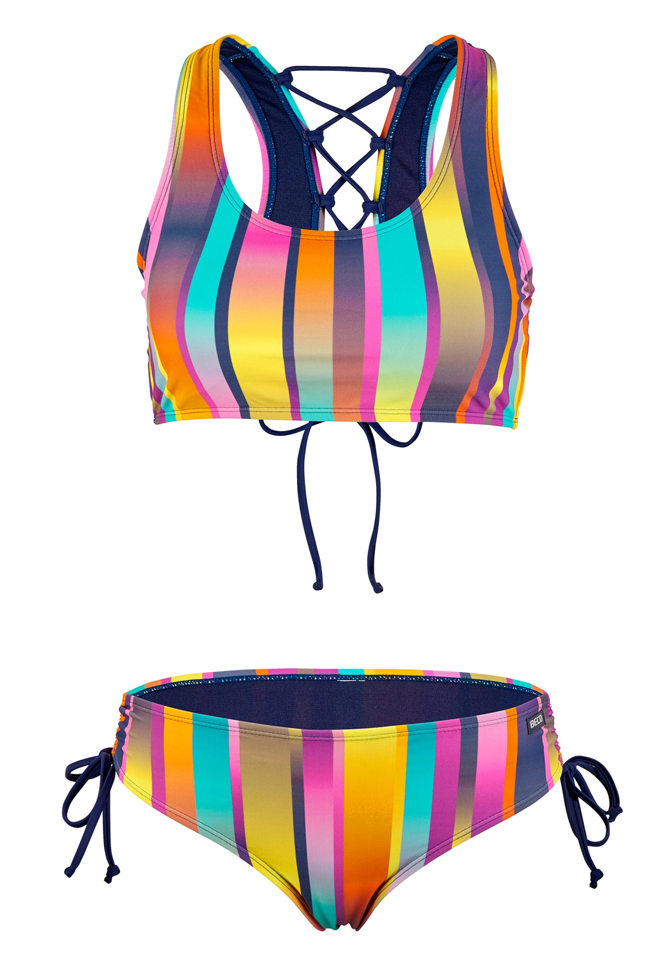 BECO the world of aquasports Bustier Bikini 'Summer Stripes' in Gemengde kleuren: voorkant
