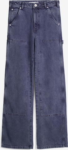 Wide leg Jeans de la Bershka pe albastru: față