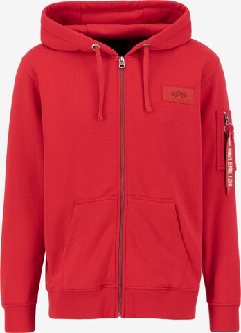 ALPHA INDUSTRIES Zip-Up Hoodie in Red: front