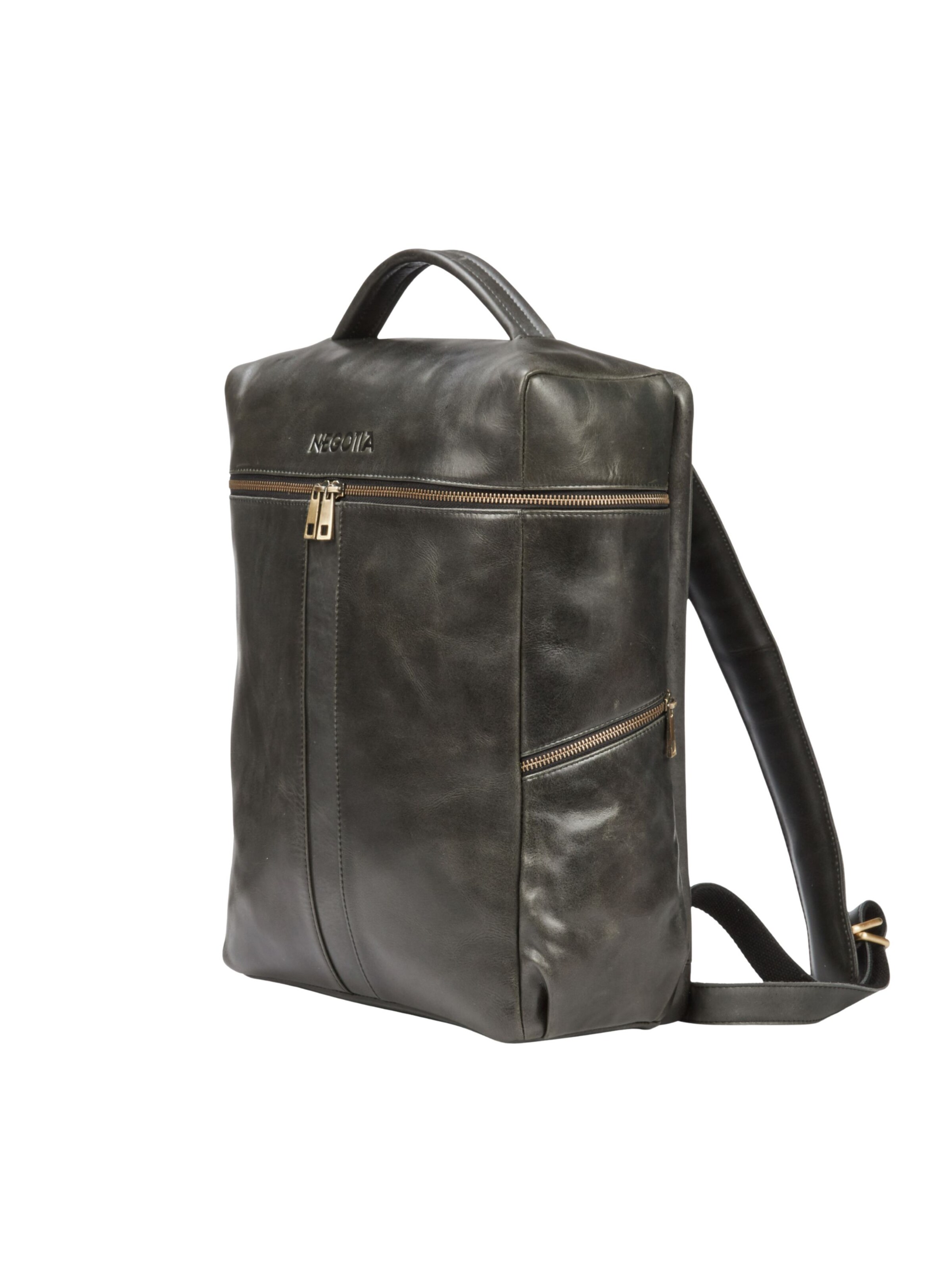 NEGOTIA Leather Rucksack 'Alpha Travel' in Schwarz