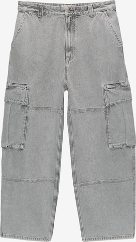 Pull&Bear Wide Leg Cargojeans i grå: forside