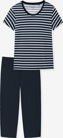 SCHIESSER Pyjama 'Essential Stripes' in Blau: predná strana