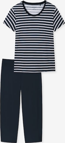 SCHIESSER Pyjama 'Essential Stripes' in Blauw: voorkant