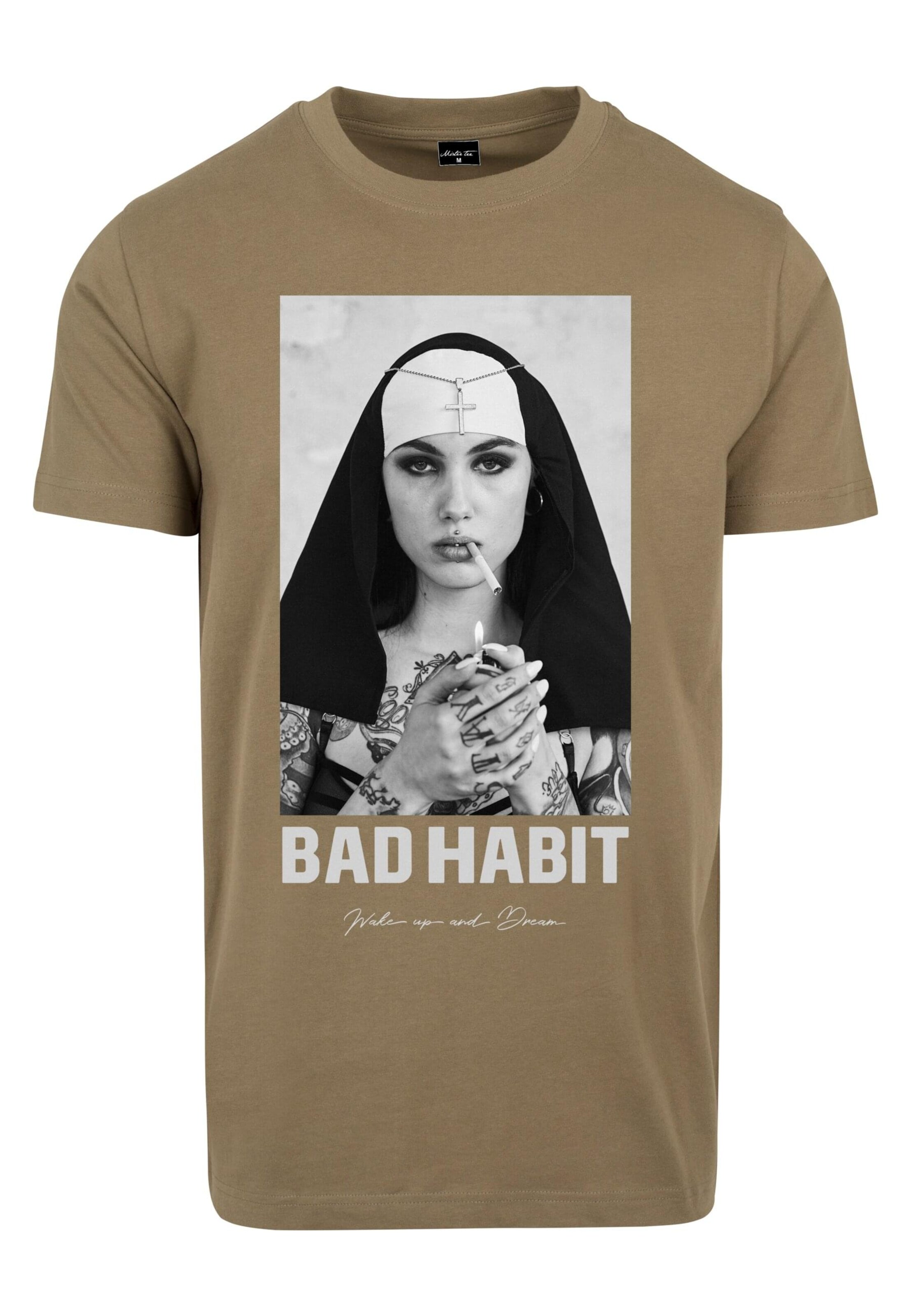 Tricou 'Bad Habit Tee' de la Mister Tee pe verde: față
